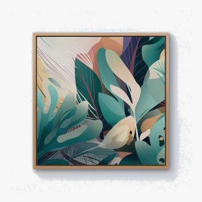 The Range Abstract Tropical Leaves Canvas Print - Green / Pine Frame / 25.4cm