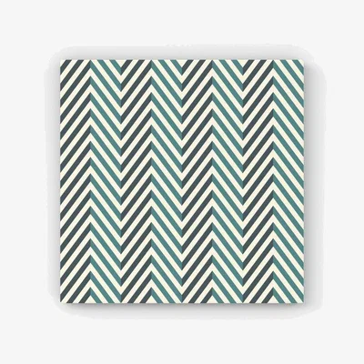 The Range Geometric Herringbone Chevron Blues HD Metal Print - Green / 40cm