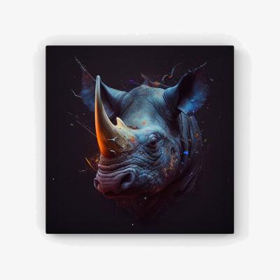 The Range Rhino Face Splashart HD Metal Print - Grey / 30cm