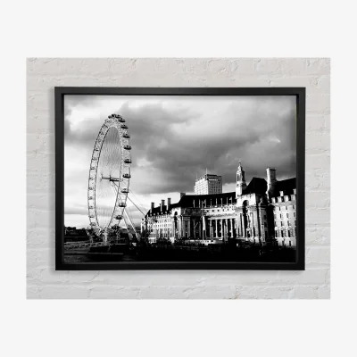 The Range London Eye Clouds B n W Framed Print Architecture Prints - Black