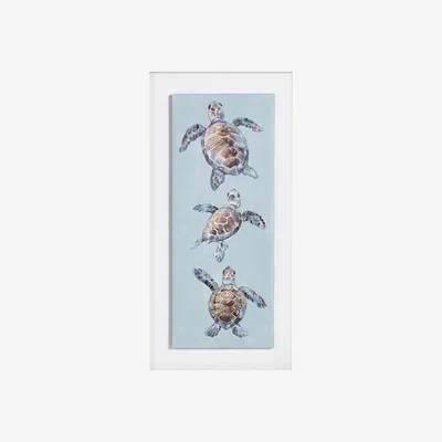 The Range Swimming Turtles Framed Canvas Art - Blue