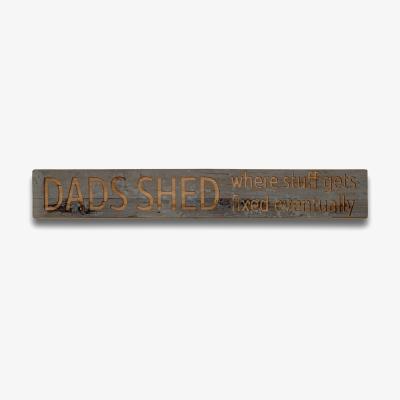 The Range Dads Shed Grey Wash Wooden Message Plaque Humorous Decor - Brown