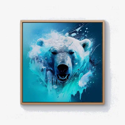The Range Polar Bear Face Splashart Canvas Print - Brown / 40.6cm / Pine Frame