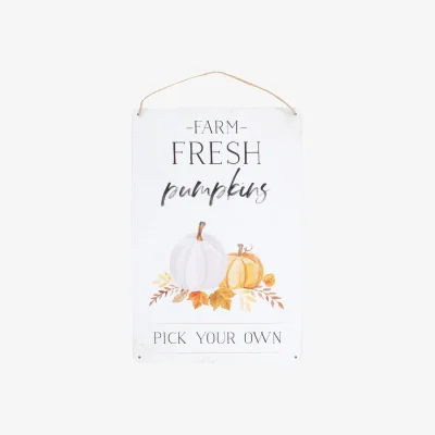 The Range Something Different Farm Fresh Pumpkins Metal Plaque - White/Black/Orange