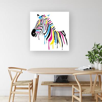 The Range Multi Coloured Zebra Canvas Print - Pink / Medium
