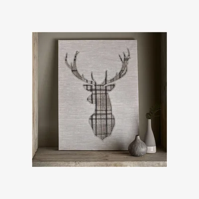 The Range Art for the Home Tartan Stag Printed Canvas - Brown