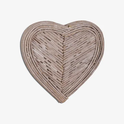 The Range Heart Wicker Wall Art Handcrafted Decor - White