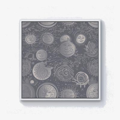 The Range Sun and Moon in Grey Canvas Print - Grey / 76.2cm / White Frame