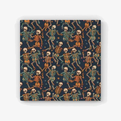 The Range Dancing Skeletons Canvas Print - Orange / 101.6cm