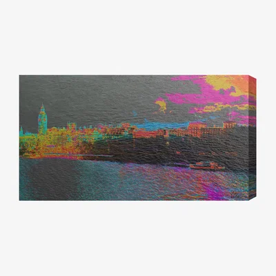 The Range London Landscape Graphic Art on Canvas - Black / 46cm