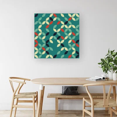 The Range Geometric Pattern Design Canvas Print - Green / Medium