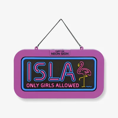 The Range Isla Pre-personalised Light-Up Neon Bedroom Sign - Pink