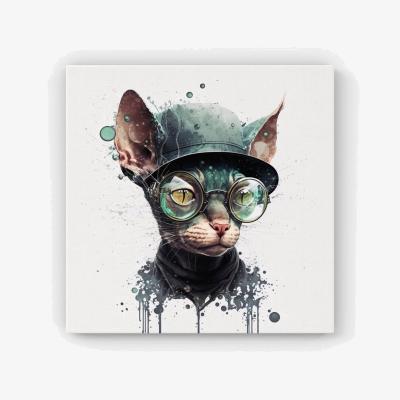 The Range Cornish Rex Cat Splashart HD Metal Print - Neutral / 40cm