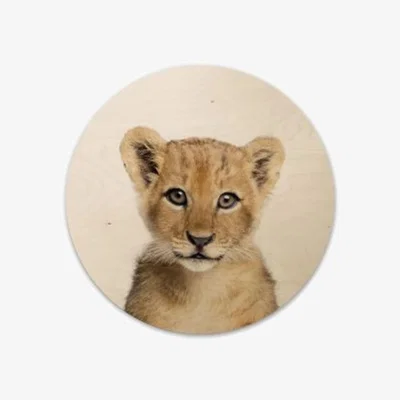 The Range Lion Cub Wooden Wall Plaque - Natural
