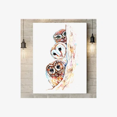 The Range Trio of Owls Canvas - Brown / 81cm