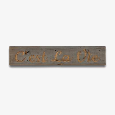 The Range Cest La Vie Grey Wash Wooden Message Plaque Rustic Decor - Brown