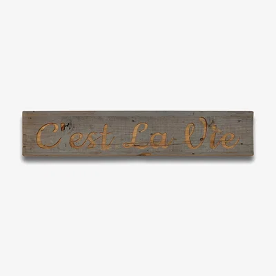 The Range Cest La Vie Grey Wash Wooden Message Plaque Rustic Decor - Brown