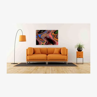The Range Psychedelic - Wrapped Canvas Graphic Art - Orange / 46cm / 31cm