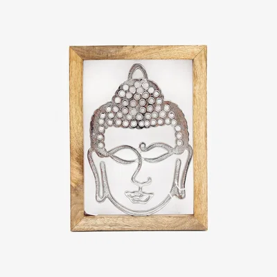 The Range Buddha Serenity Wall Art In Mango Wood Frame - White