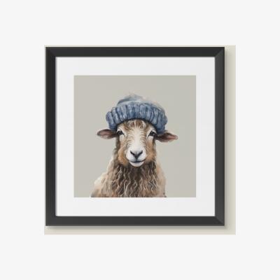 The Range Rory the Sheep Watercolour Country Framed Art - NEUTRAL