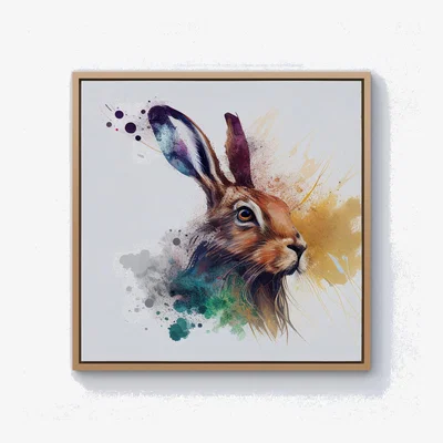 The Range Hare Close Up Splashart Canvas Print - Brown / Pine Frame / 76.2cm