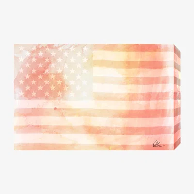 The Range Maps and Flags American Flag Subtle Graphic Art on Canvas - Orange / 152cm