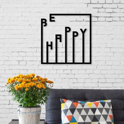 The Range Happy  Wall Art Metal Decorative Object - Black - Black
