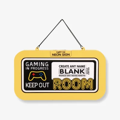 The Range Gaming (Blank) Pre-personalised Light-Up Neon Bedroom Sign - Yellow