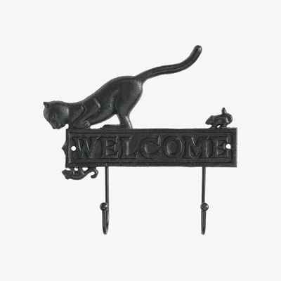 The Range Welcome Cat Hook Sign - Black