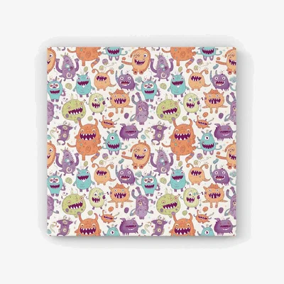 The Range Playful Halloween Monsters Canvas Print - Purple / 76.2cm