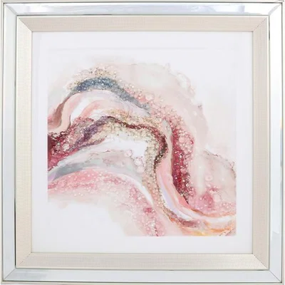 The Range Pink Marble Effect Jewelled Framed Art