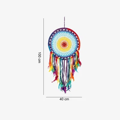 The Range Vibrant Crochet Feather Dreamcatcher Wall Art - Multicolor