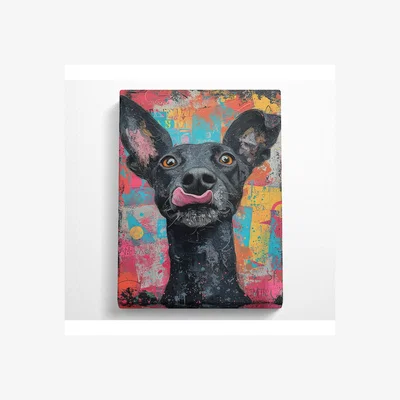 The Range Cheeky Dog Canvas Print - Black / 35.56cm