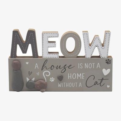 The Range Meow Cat Plaque - Brown