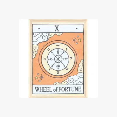 The Range Wheel of Fortune Tarot Wall Hanging - Celestial Fabric Decor for Good Luck - Orange
