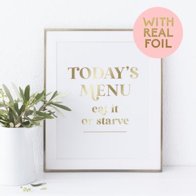 The Range Kitchen Wall Art Funny Quoted Print - Gold