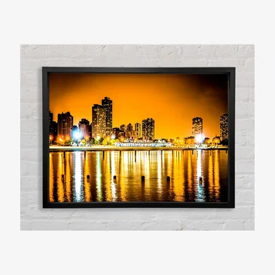 The Range Golden City Waters Framed Print Architecture Prints - Black