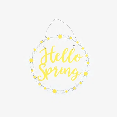 The Range Hello Spring Hanging Sign - White