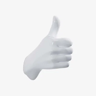 Rockett St George Thumbs Up Hand Wall Art & Coat Hook - White