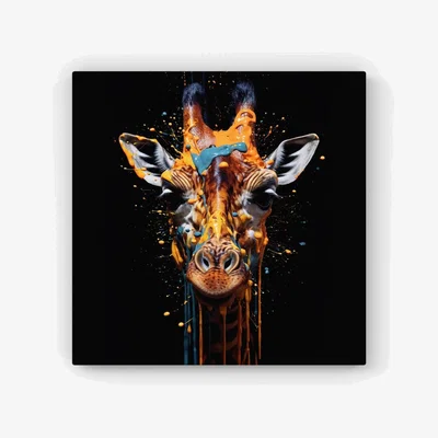 The Range Giraffe Face Splashart HD Metal Print - Orange / 30cm