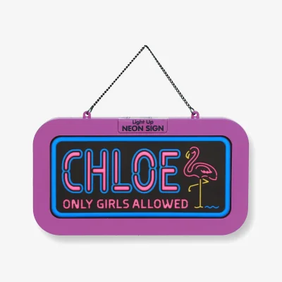 The Range Chloe Pre-personalised Light-Up Neon Bedroom Sign - Pink