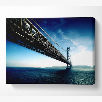 The Range Akashi Kaikyo Bridge Japan Canvas Print Wall Art - Yellow / 35.56cm