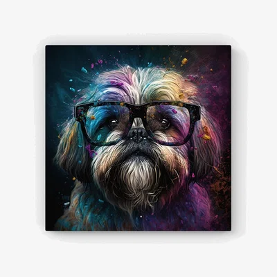 The Range Lharsa Apso Dog Face Splashart HD Metal Print - Neutral / 40cm