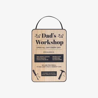 The Range Dads Workshop Natural Wooden Hanging Sign - Brown