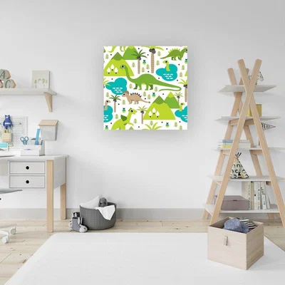 The Range Baby Dinosaur Print Canvas Print - Green / Medium