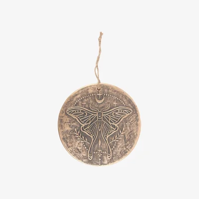 The Range Luna Moth Terracotta Wall Plaque with Metallic Celestial Details - Bronze