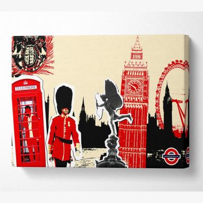 The Range London Collage Canvas Print Wall Art - Yellow / 66.04cm