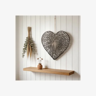 The Range Wicker Heart Hanging Wall Art - Grey