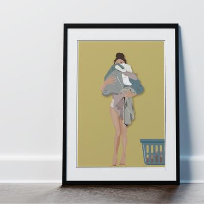 The Range Laundry Room Framed Art Laundry Pile Yellow - Yellow
