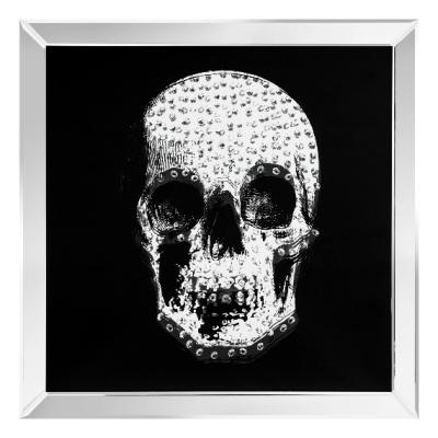 The Range Crystal Effect Skull Mirrored Wall Art - Silver